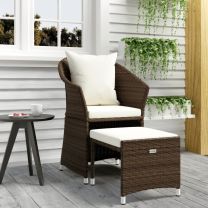  2-delige Loungeset met kussens poly rattan bruin