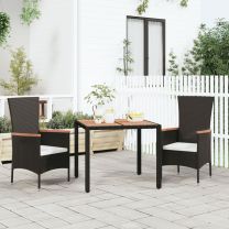  Tuintafel met houten blad poly ratten en acaciahout zwart