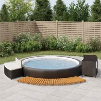  Spa-ombouw poly rattan en massief acaciahout zwart