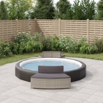  Spa-bankjes met kussens 2 st poly rattan grijs