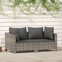  2-delige Loungeset met kussens poly rattan grijs