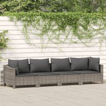  4-delige Loungeset met kussens poly rattan grijs