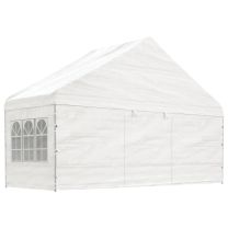 Partytent Prieel met dak 5,88x2,23x3,75 m PE wit