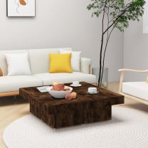  Salontafel 90x90x28 cm bewerkt hout gerookt eikenkleurig