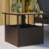  Tuintafel met parasolgat 55x55x46,5 cm poly rattan bruin