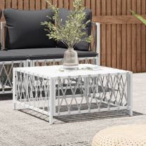  Tuintafel 70x70x34 cm geweven stof wit