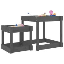  Zandtafels 2 st massief grenenhout grijs