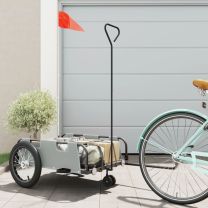  Fietstrailer oxford stof en ijzer grijs