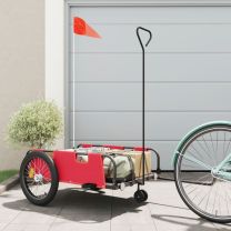  Fietstrailer oxford stof en ijzer rood en zwart