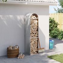 Haardhoutopslag 40x45x170 cm gegalvaniseerd staal lichtgrijs