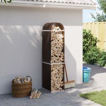 Haardhoutopslag 40x45x170 cm gegalvaniseerd staal bruin