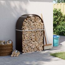 Haardhoutopslag 80x45x120 cm gegalvaniseerd staal bruin