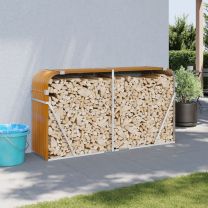Haardhoutopslag 180x45x100 cm gegalvaniseerd staal lichtbruin