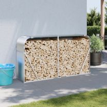 Haardhoutopslag 180x45x100 cm gegalvaniseerd staal zilverkleur