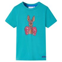 Kindershirt met korte mouwen 92 donkermintkleurig
