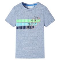 Kindershirt met korte mouwen 128 gemleerd blauw