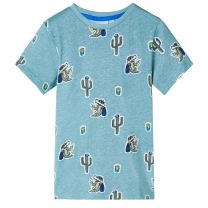 Kindershirt 128 gemleerd lichtgroen