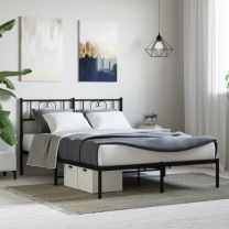  Bedframe met hoofdbord metaal zwart 160x200 cm