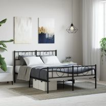 Bedframe met hoofd- en voeteneinde metaal zwart 120x190 cm