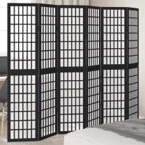  Kamerscherm met 6 panelen massief paulowniahout zwart