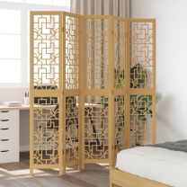  Kamerscherm met 5 panelen massief paulowniahout bruin