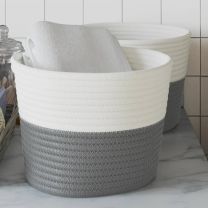  Opbergmanden 2 st  24x18 cm katoen grijs en wit