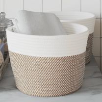  Opbergmanden 2 st  24x18 cm katoen bruin en wit