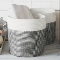  Opbergmanden 2 st  28x28 cm katoen grijs en wit