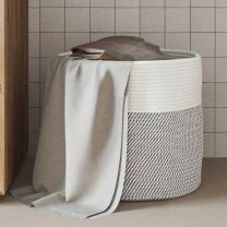  Opbergmand  40x35 cm katoen grijs en wit