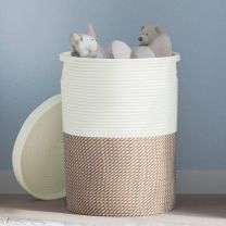  Opbergmand met deksel  37x50 cm katoen bruin en wit