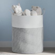  Opbergmand  38x46 cm katoen grijs en wit