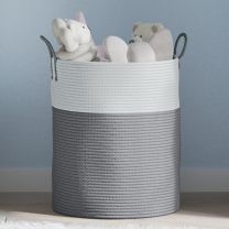  Opbergmand  38x46 cm katoen grijs en wit