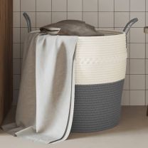  Opbergmand  43x38 cm katoen grijs en wit