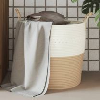  Opbergmand  43x38 cm katoen beige en wit