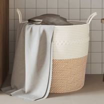  Opbergmand  43x38 cm katoen bruin en wit