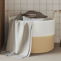  Opbergmand  51x33 cm katoen beige en wit