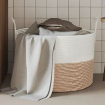  Opbergmand  51x33 cm katoen bruin en wit