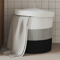  Opbergmand met deksel  40x35 cm katoen wit en zwart