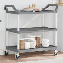  Trolley 3-laags 99x50x96 cm aluminium grijs