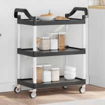  Trolley 3-laags 81x41x92 cm aluminium zwart
