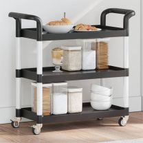 Trolley 3-laags 77x34x72 cm aluminium zwart