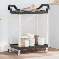  Trolley 2-laags 81x41x92 cm aluminium zwart