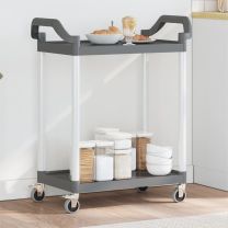  Trolley 2-laags 81x41x92 cm aluminium grijs