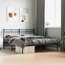 Bedframe met hoofdbord metaal zwart 160x200 cm