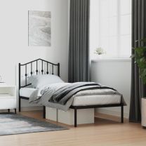  Bedframe met hoofdbord metaal zwart 80x200 cm