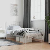  Bedframe met hoofd- en voeteneindemetaal wit 90x200 cm