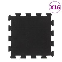  Rubbertegels 16 st 16 mm 30x30 cm zwart