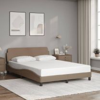 Bedframe met hoofdbord kunstleer cappucinnokleurig 140x190 cm