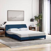 Bedframe met hoofdeinde zonder matras 160x200 cm stof blauw