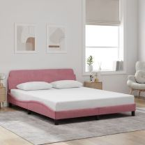 Bedframe met hoofdeinde zonder matras 160x200 cm fluweel roze